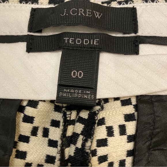 J. Crew Black & White Teddie Pants With Geometric Jacquard - Size 00 - Picture 8 of 13